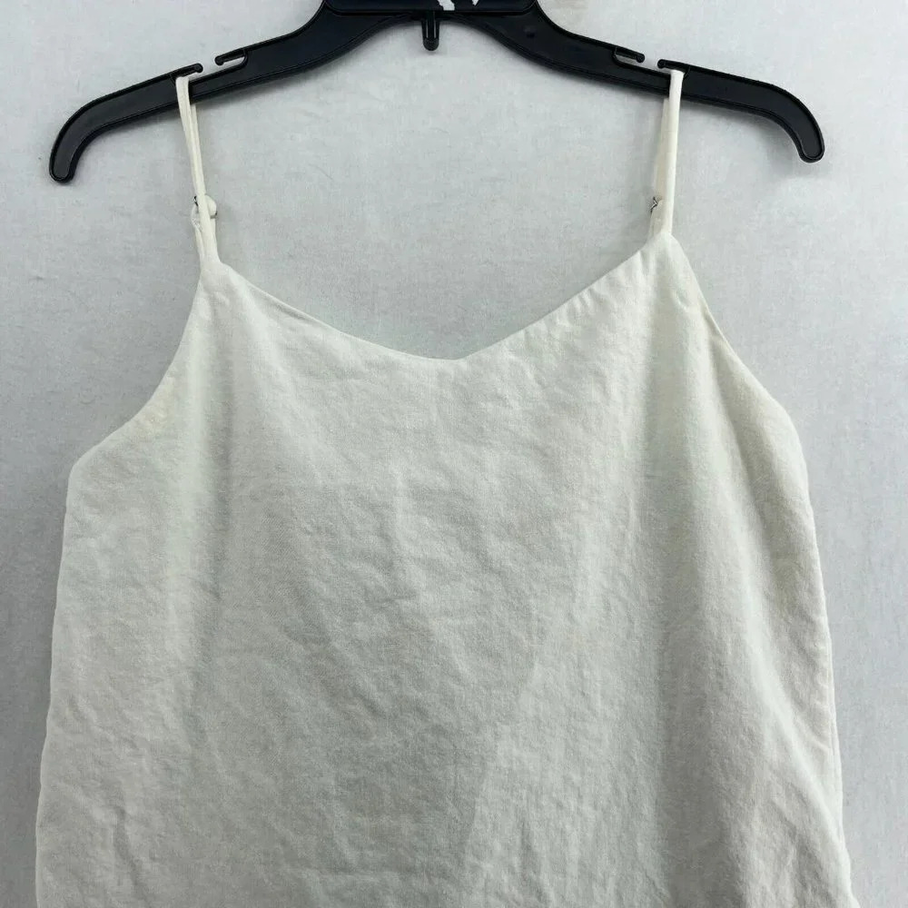 Whyte Valentyne Mini Dress Women's Sz 10 White Spaghetti Strap V-Neck Raw Hem - Picture 2 of 12